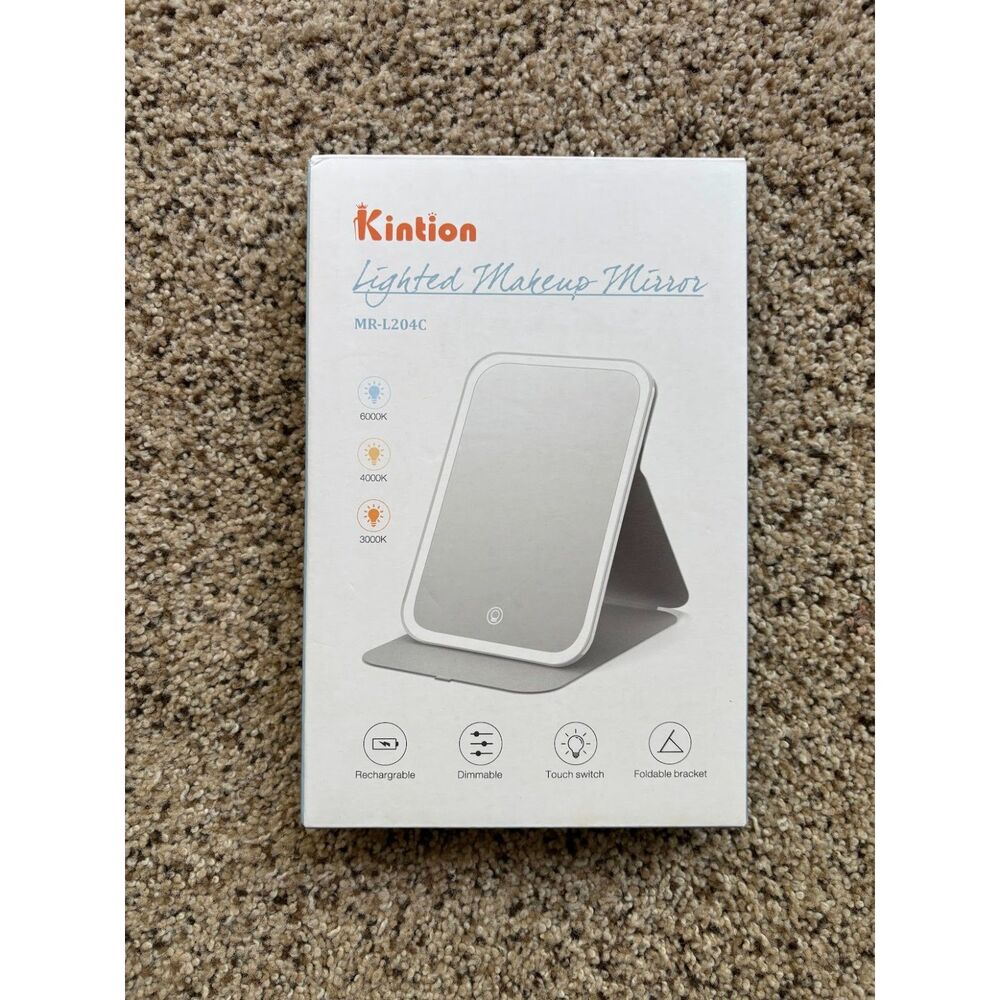 Kintion Lighted Makeup Mirror MR-L204C - Rechargeable LED Vanity Mirror White